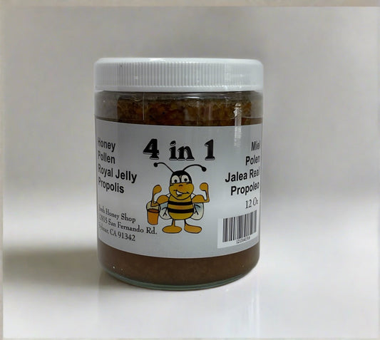 4 in 1 (Honey, Pollen, Royal Jelly & Propolis) 12Oz