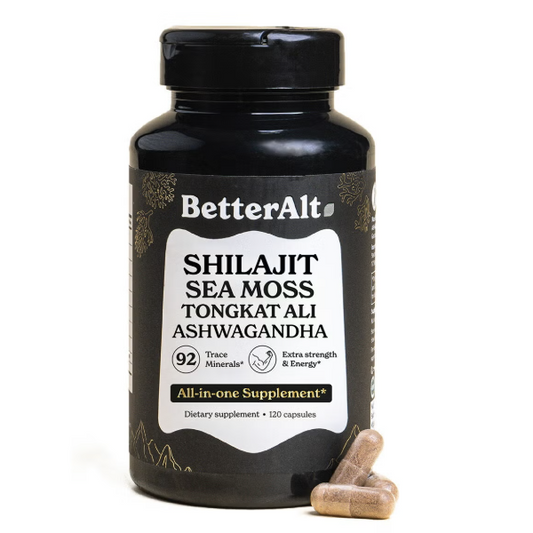 BetterAlt - Shilajit + Sea Moss + Tongkat Ali + Ashwagandha - 120 Capsules (60 Servings)